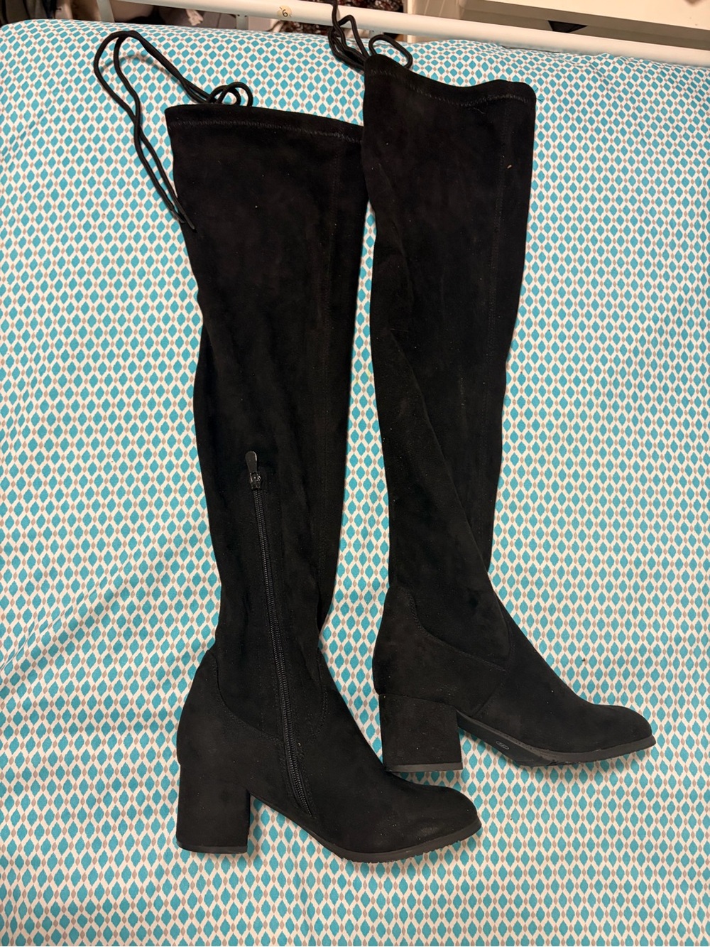 Women's Black Over-the-Knee Block Heel Boots